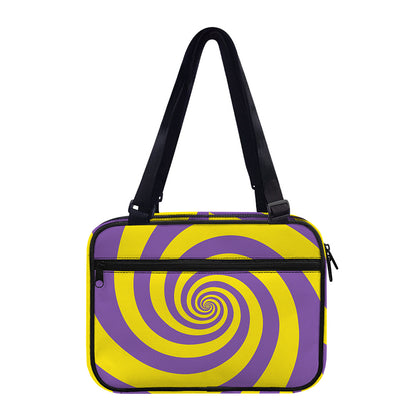 Purple And Yellow Spiral Illusion Print Double Strap Bible Bag