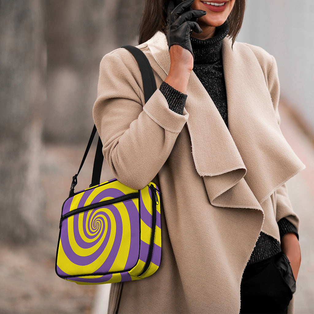 Purple And Yellow Spiral Illusion Print Double Strap Bible Bag