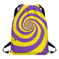 Purple And Yellow Spiral Illusion Print Drawstring Backpack