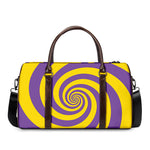 Purple And Yellow Spiral Illusion Print Duffle Bag