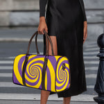 Purple And Yellow Spiral Illusion Print Duffle Bag