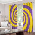 Purple And Yellow Spiral Illusion Print Extra Wide Grommet Curtains