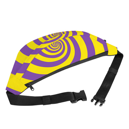 Purple And Yellow Spiral Illusion Print Fanny Pack