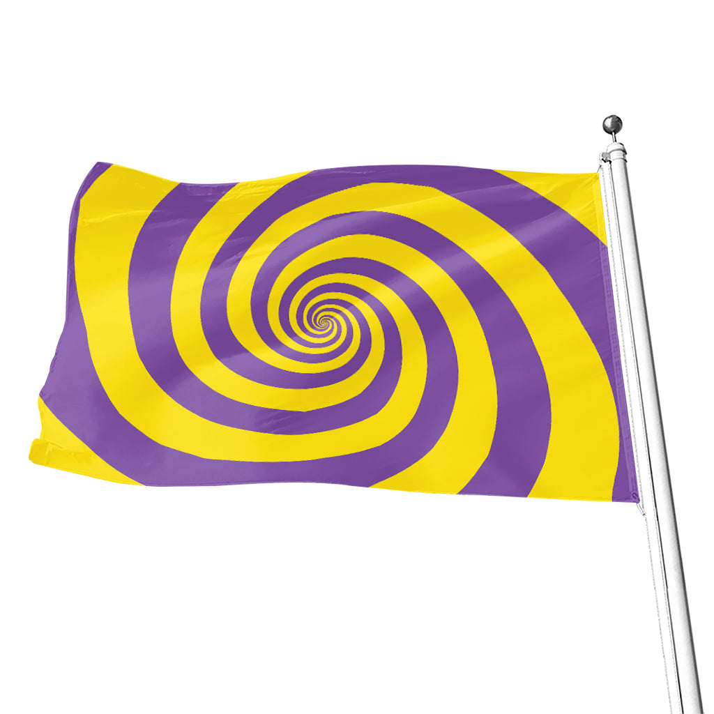 Purple And Yellow Spiral Illusion Print Flag