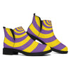 Purple And Yellow Spiral Illusion Print Flat Ankle Boots