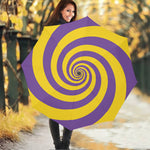 Purple And Yellow Spiral Illusion Print Foldable Umbrella