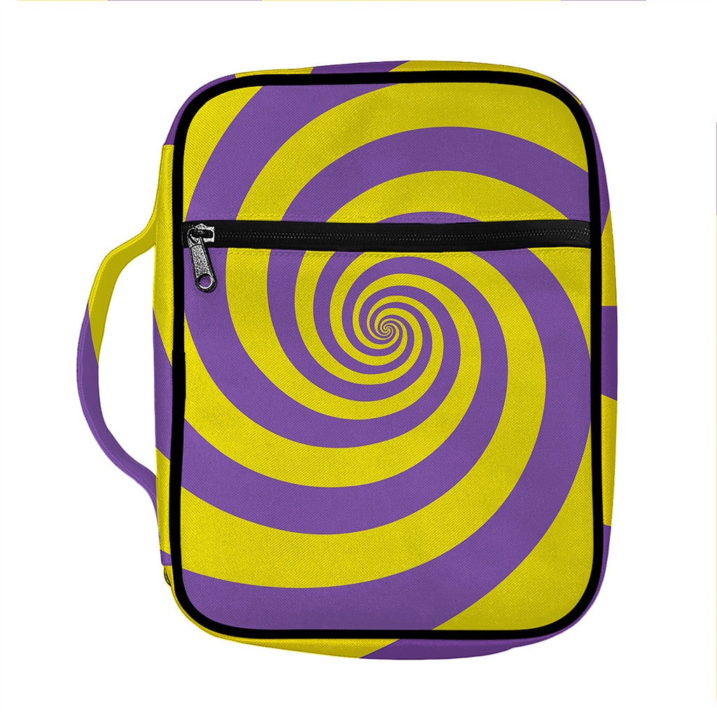 Purple And Yellow Spiral Illusion Print Front Pocket Bible Bag