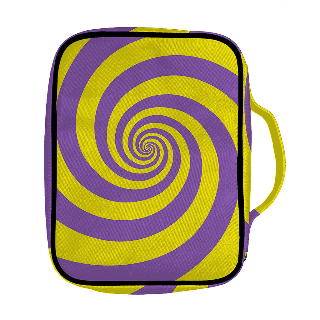 Purple And Yellow Spiral Illusion Print Front Pocket Bible Bag