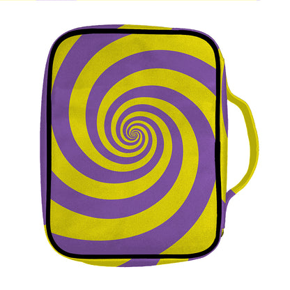 Purple And Yellow Spiral Illusion Print Front Pocket Bible Bag