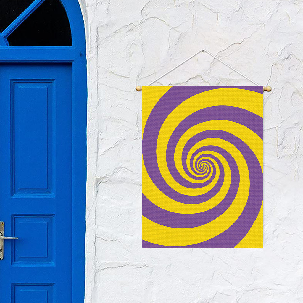 Purple And Yellow Spiral Illusion Print Garden Flag