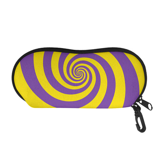 Purple And Yellow Spiral Illusion Print Glasses Case