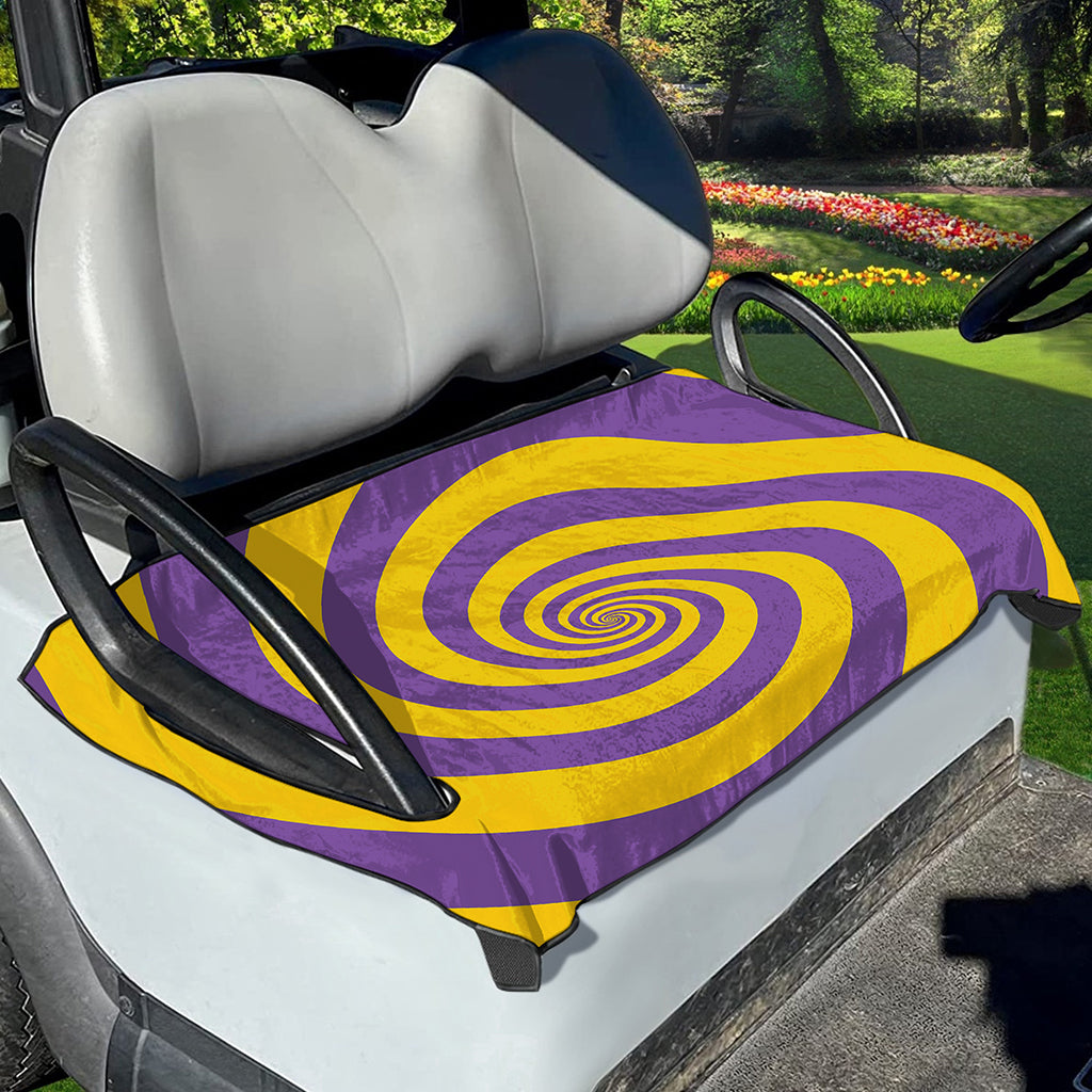Purple And Yellow Spiral Illusion Print Golf Cart Seat Cover