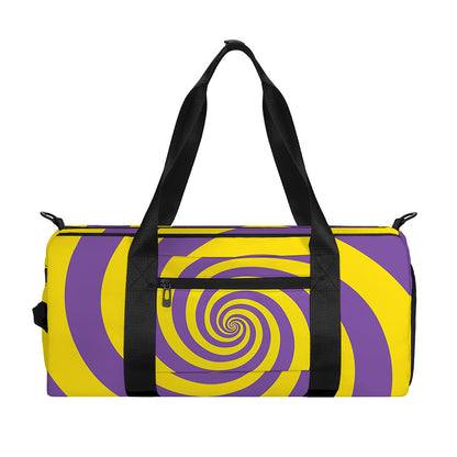 Purple And Yellow Spiral Illusion Print Gym Bag