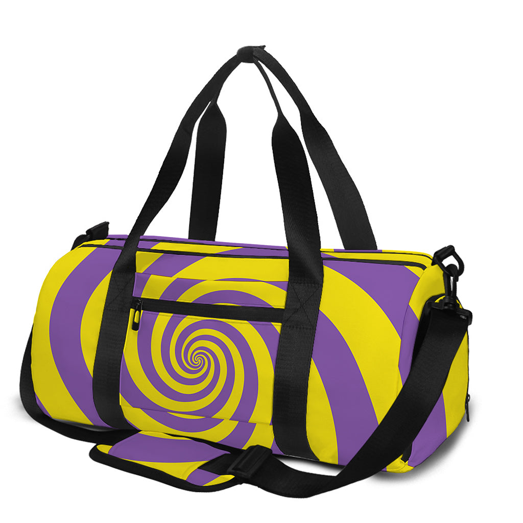 Purple And Yellow Spiral Illusion Print Gym Bag