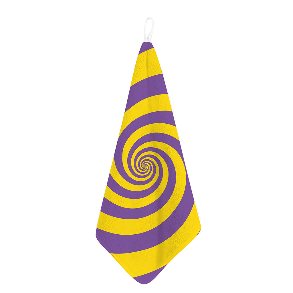Purple And Yellow Spiral Illusion Print Hand Towel