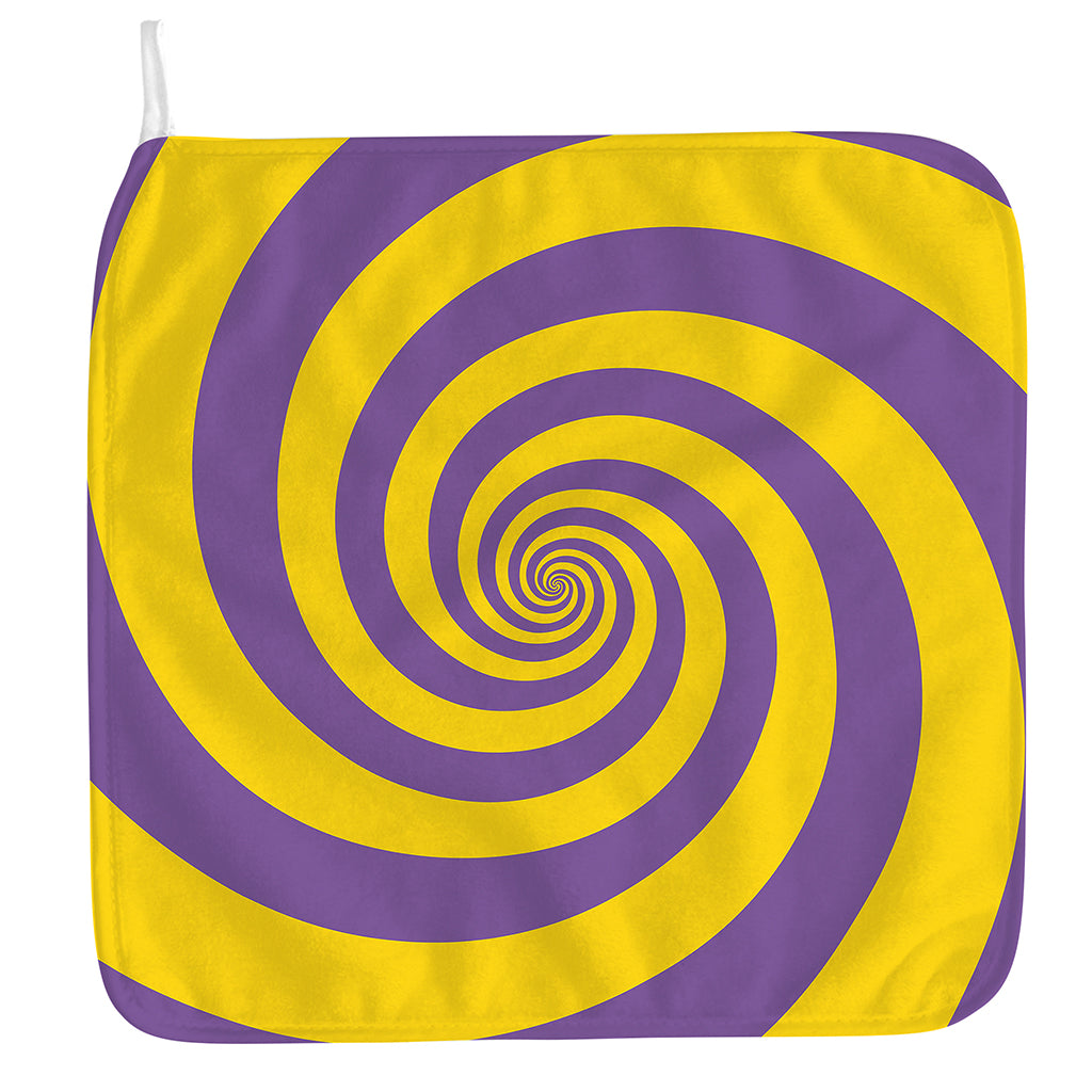 Purple And Yellow Spiral Illusion Print Hand Towel