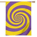Purple And Yellow Spiral Illusion Print House Flag