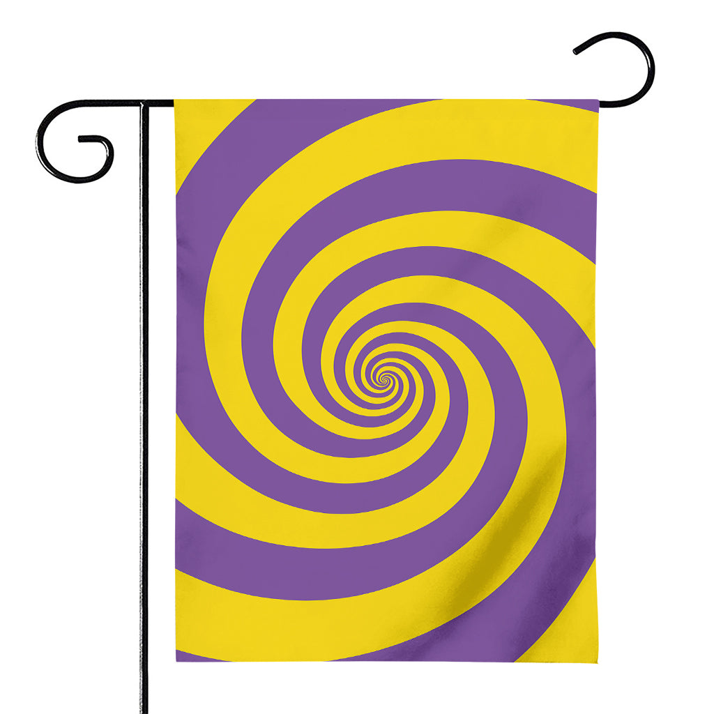Purple And Yellow Spiral Illusion Print House Flag