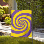 Purple And Yellow Spiral Illusion Print House Flag
