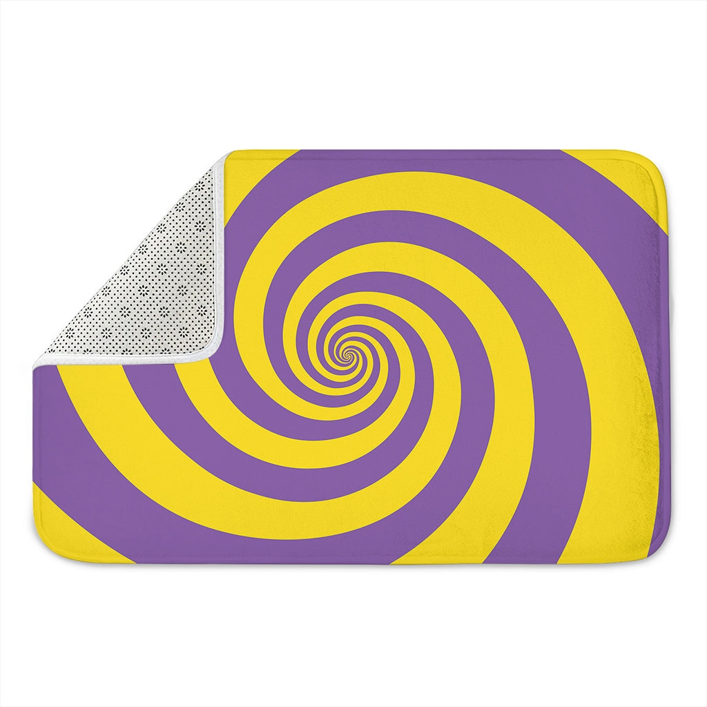 Purple And Yellow Spiral Illusion Print Indoor Door Mat