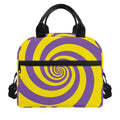 Purple And Yellow Spiral Illusion Print Insulated Lunch Bag