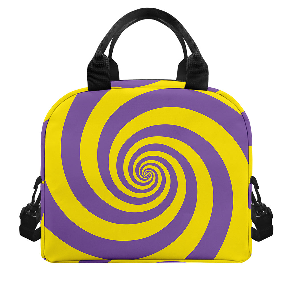 Purple And Yellow Spiral Illusion Print Insulated Lunch Bag