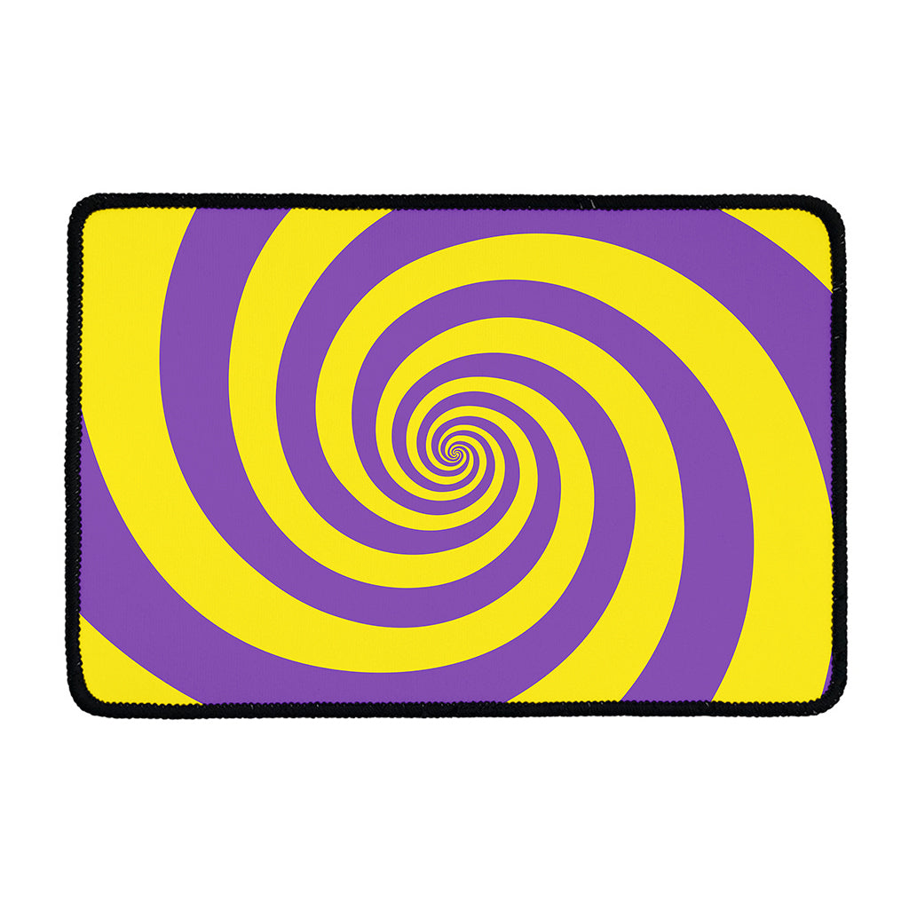 Purple And Yellow Spiral Illusion Print Kitchen Mat