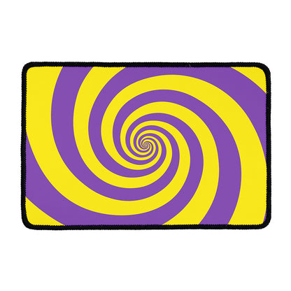 Purple And Yellow Spiral Illusion Print Kitchen Mat