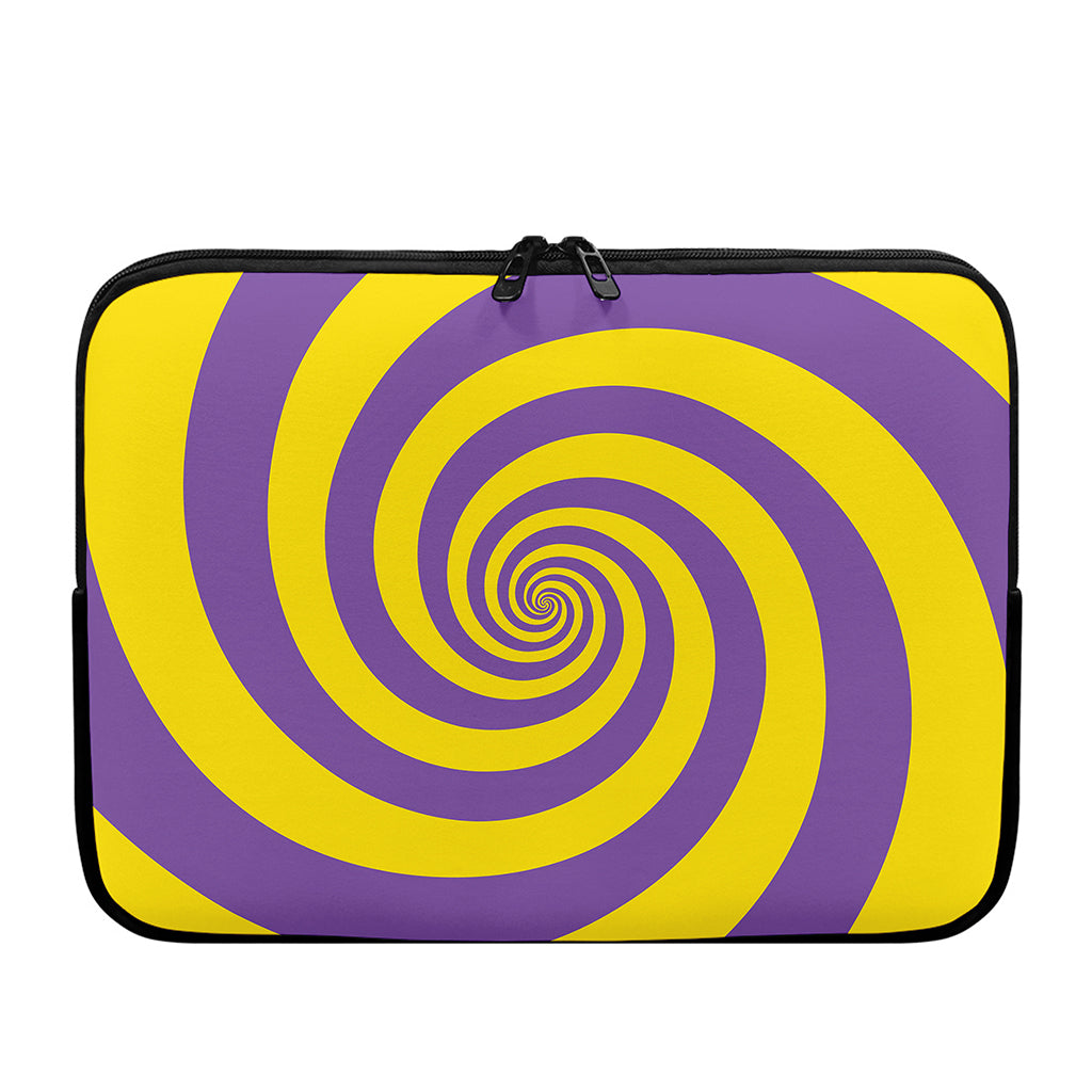 Purple And Yellow Spiral Illusion Print Laptop Sleeve