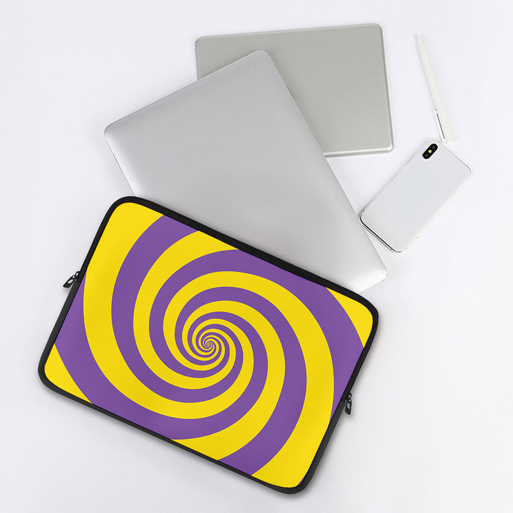 Purple And Yellow Spiral Illusion Print Laptop Sleeve