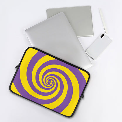 Purple And Yellow Spiral Illusion Print Laptop Sleeve