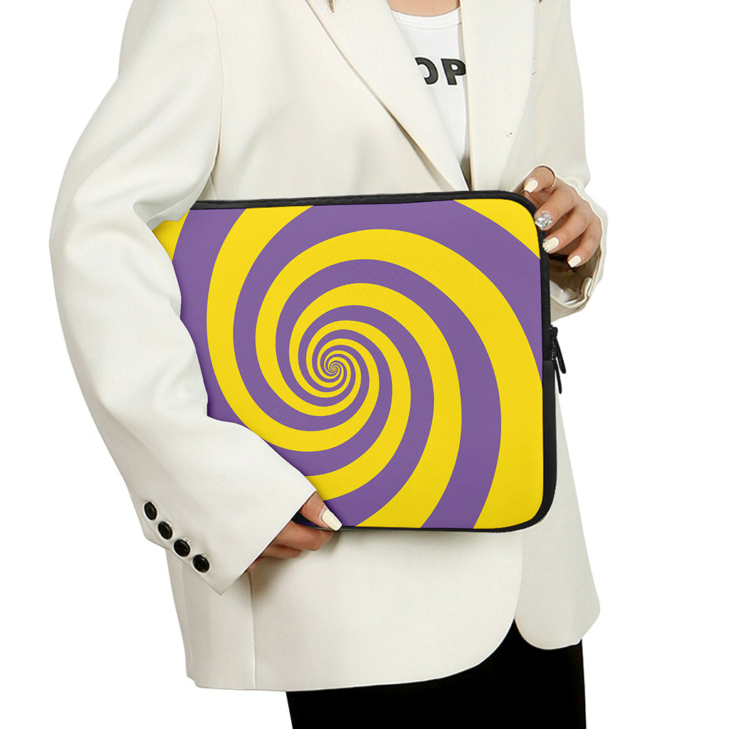 Purple And Yellow Spiral Illusion Print Laptop Sleeve