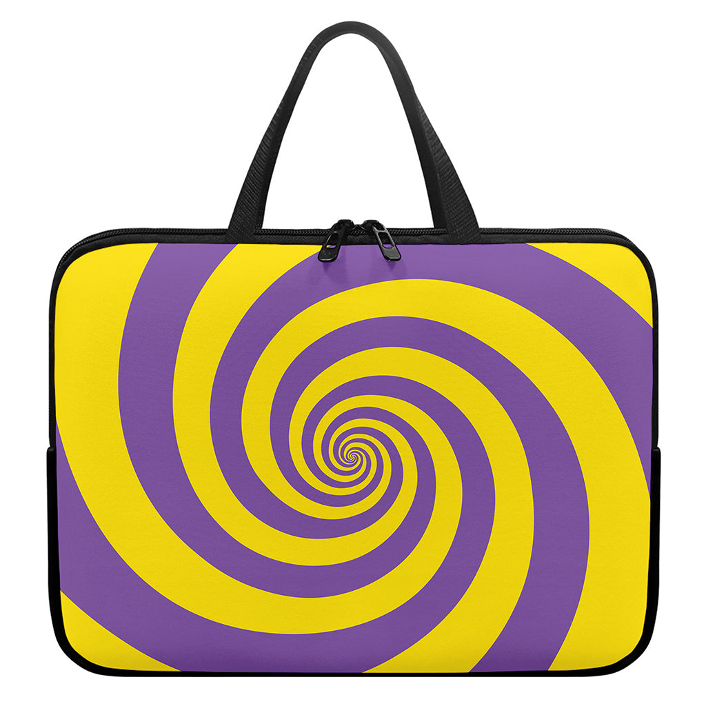 Purple And Yellow Spiral Illusion Print Laptop Sleeve With Handle