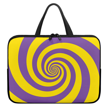 Purple And Yellow Spiral Illusion Print Laptop Sleeve With Handle
