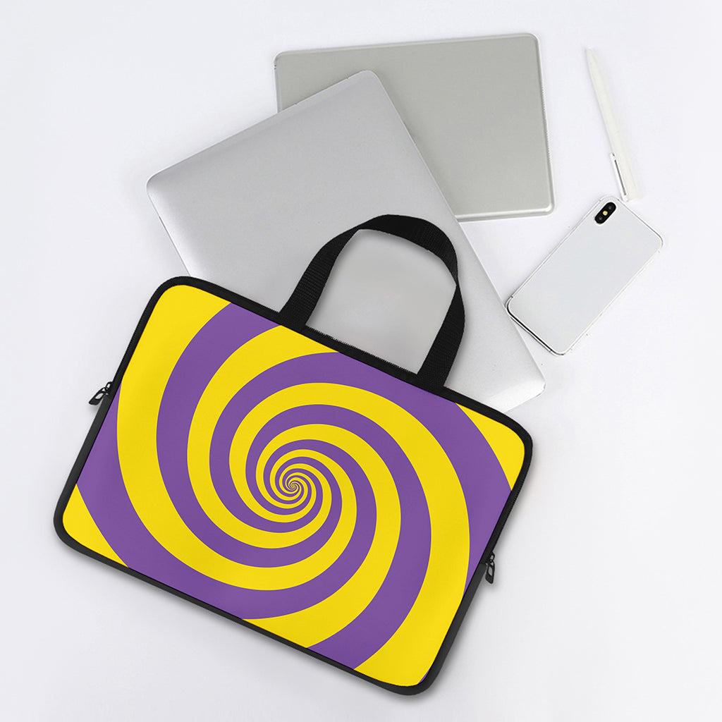 Purple And Yellow Spiral Illusion Print Laptop Sleeve With Handle