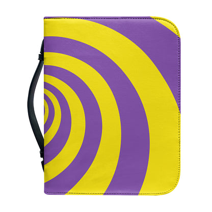 Purple And Yellow Spiral Illusion Print Leather Bible Cover