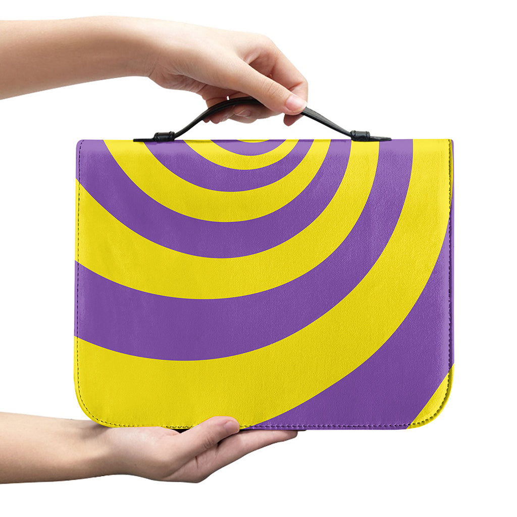 Purple And Yellow Spiral Illusion Print Leather Bible Cover
