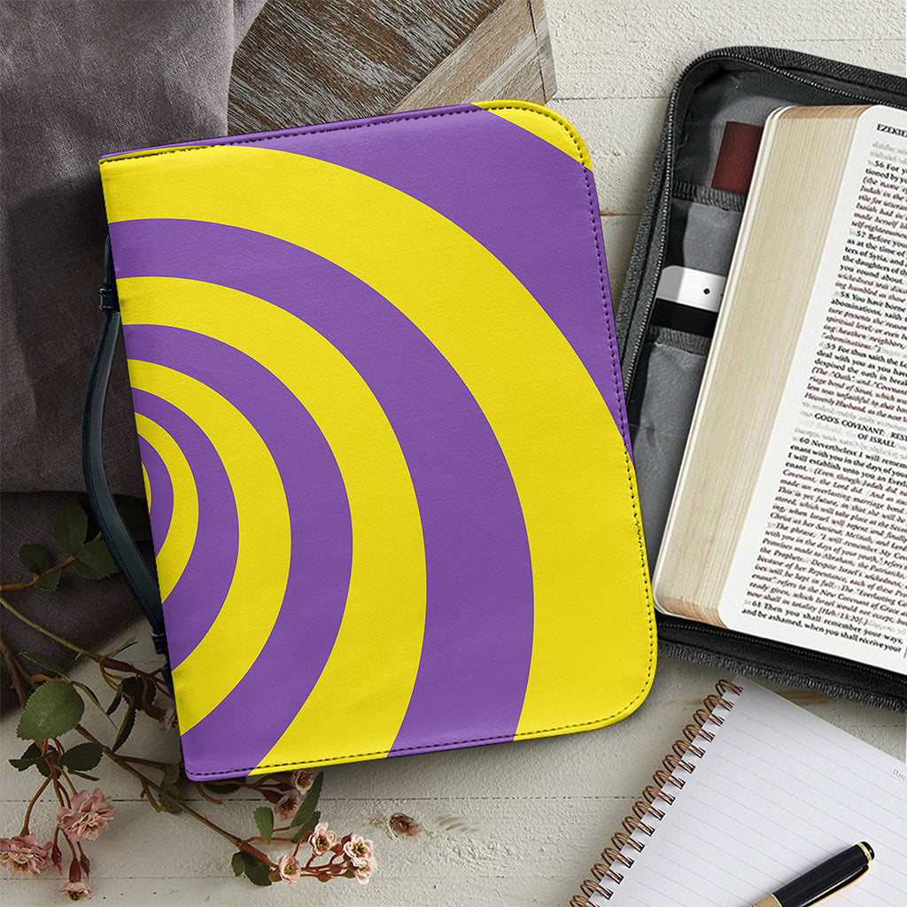 Purple And Yellow Spiral Illusion Print Leather Bible Cover