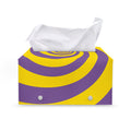 Purple And Yellow Spiral Illusion Print Leather Tissue Box Cover