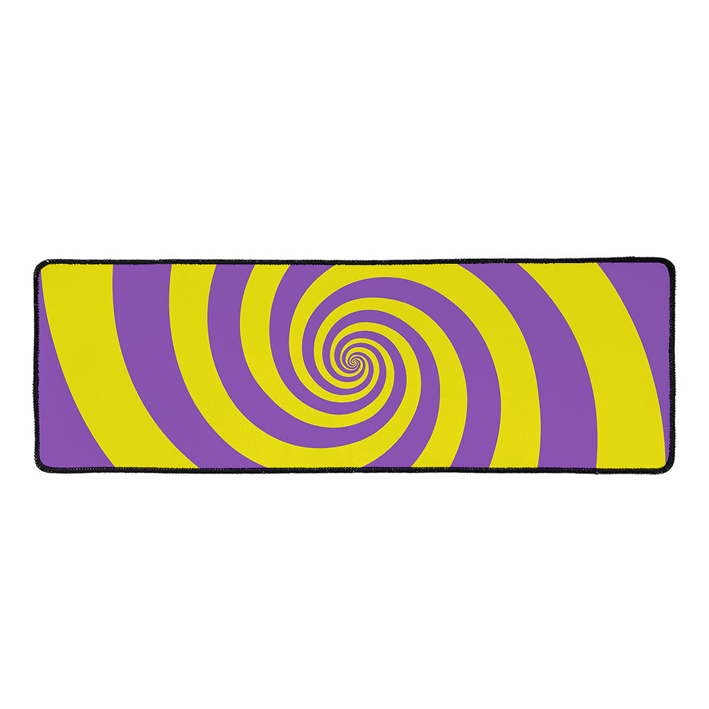 Purple And Yellow Spiral Illusion Print Long Kitchen Mat