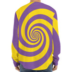 Purple And Yellow Spiral Illusion Print Long Sleeve Baseball Jersey