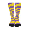 Purple And Yellow Spiral Illusion Print Long Socks