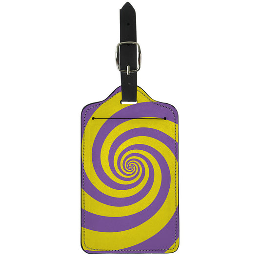 Purple And Yellow Spiral Illusion Print Luggage Tag