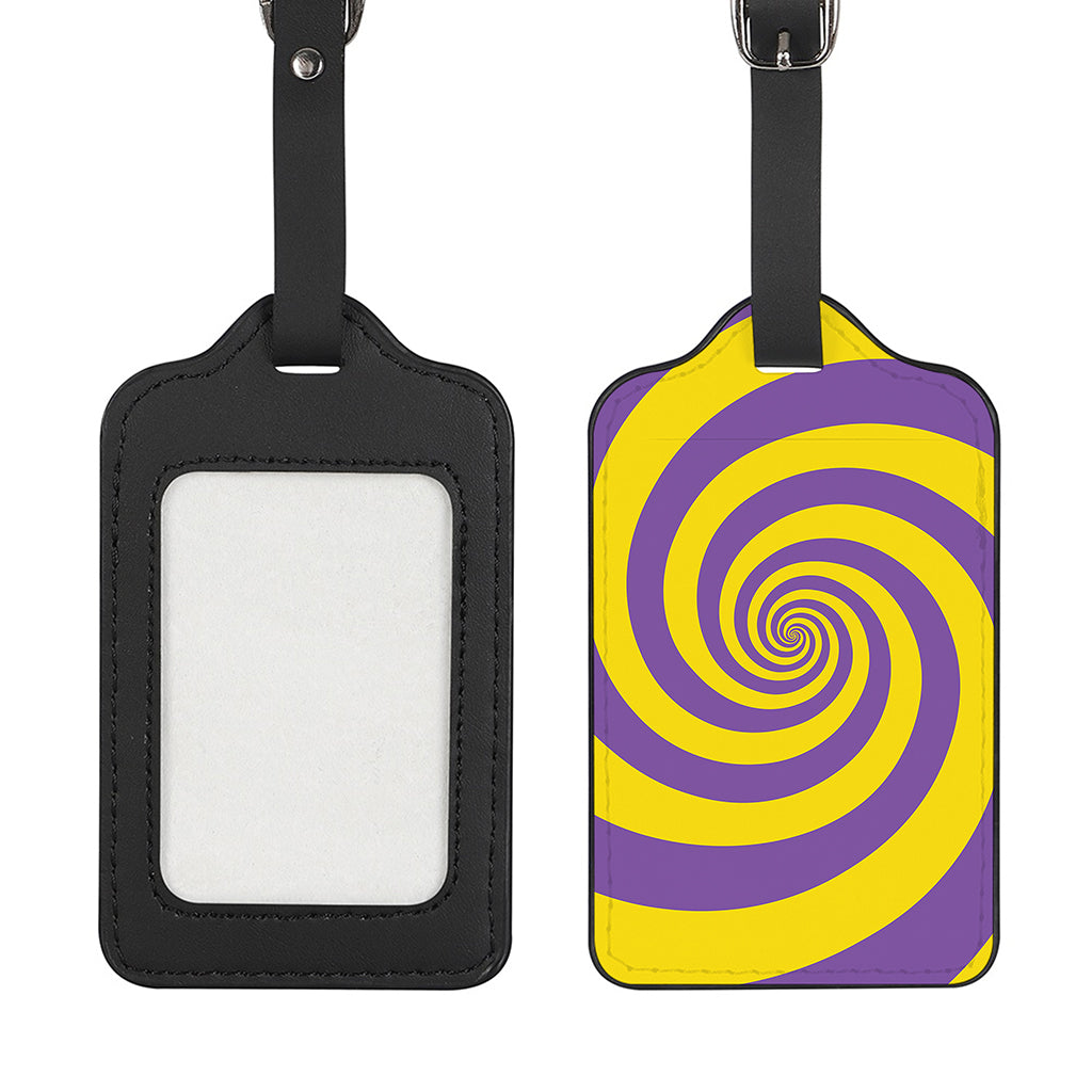Purple And Yellow Spiral Illusion Print Luggage Tag