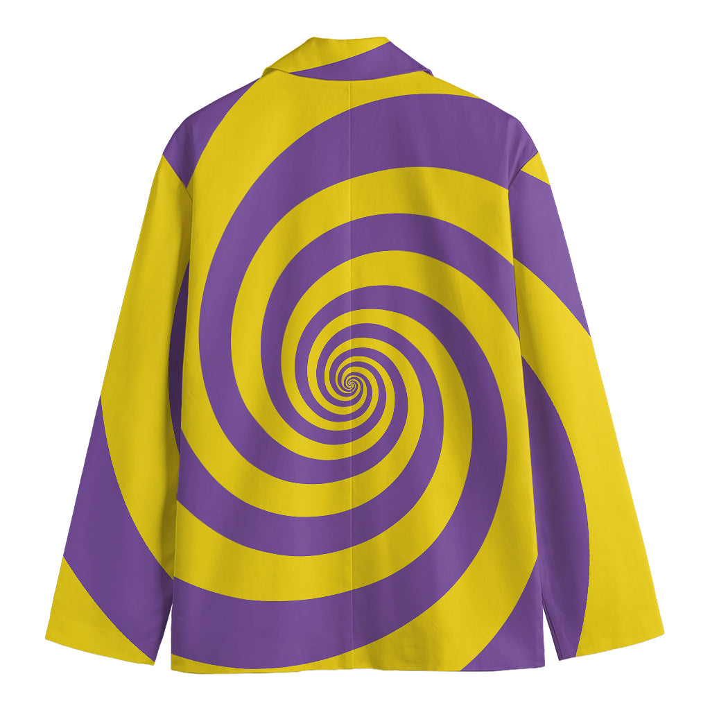 Purple And Yellow Spiral Illusion Print Men's Blazer