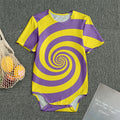 Purple And Yellow Spiral Illusion Print Men's Bodysuit