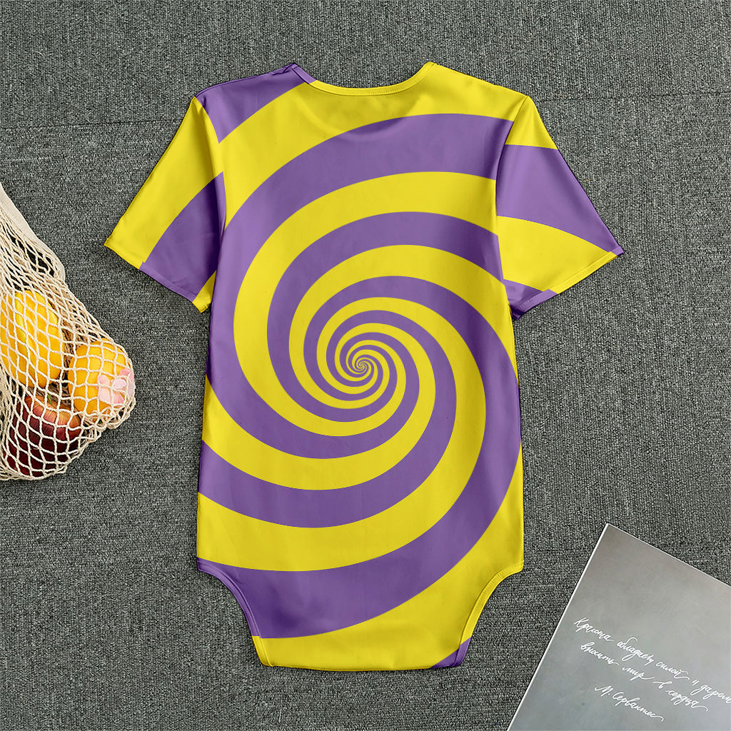 Purple And Yellow Spiral Illusion Print Men's Bodysuit