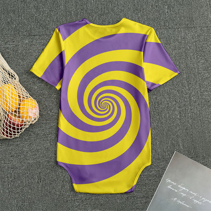 Purple And Yellow Spiral Illusion Print Men's Bodysuit