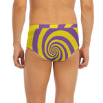 Purple And Yellow Spiral Illusion Print Men's Briefs