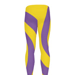 Purple And Yellow Spiral Illusion Print Men's leggings